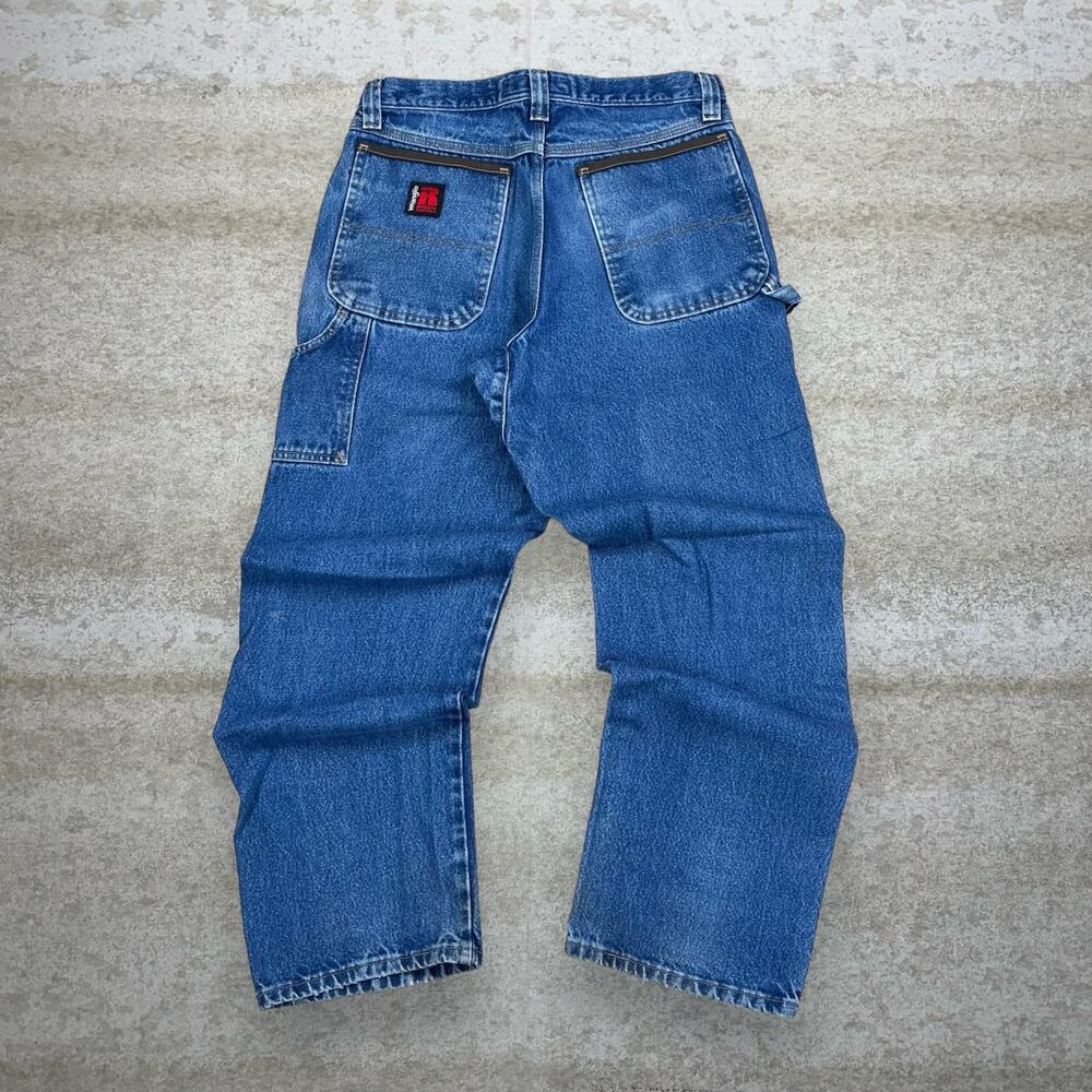 Vintage Y2K Wrangler Riggs Carpenter Jeans 33x32 Baggy Wide Leg Fit Medium Wash